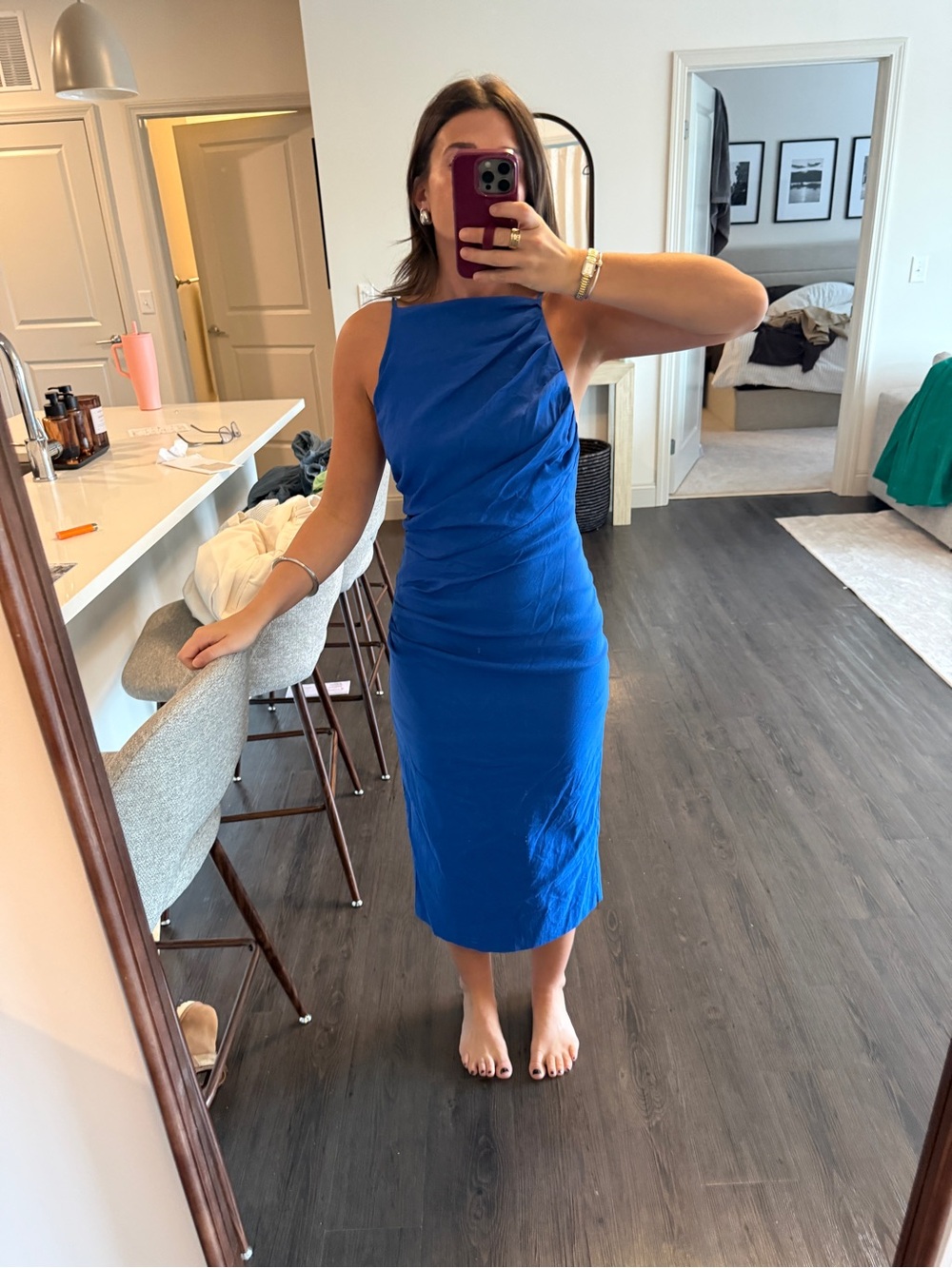 Zara Cobalt Blue Midi Sheath Dress